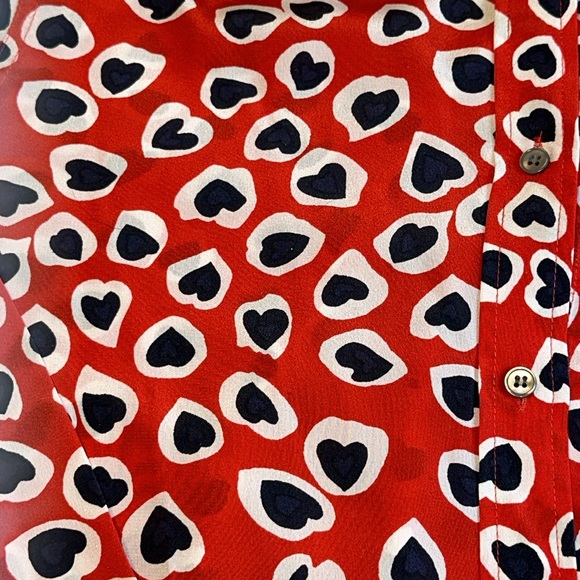 J. Crew red heart print long sleeve blouse shirt size 16 T - Picture 11 of 16